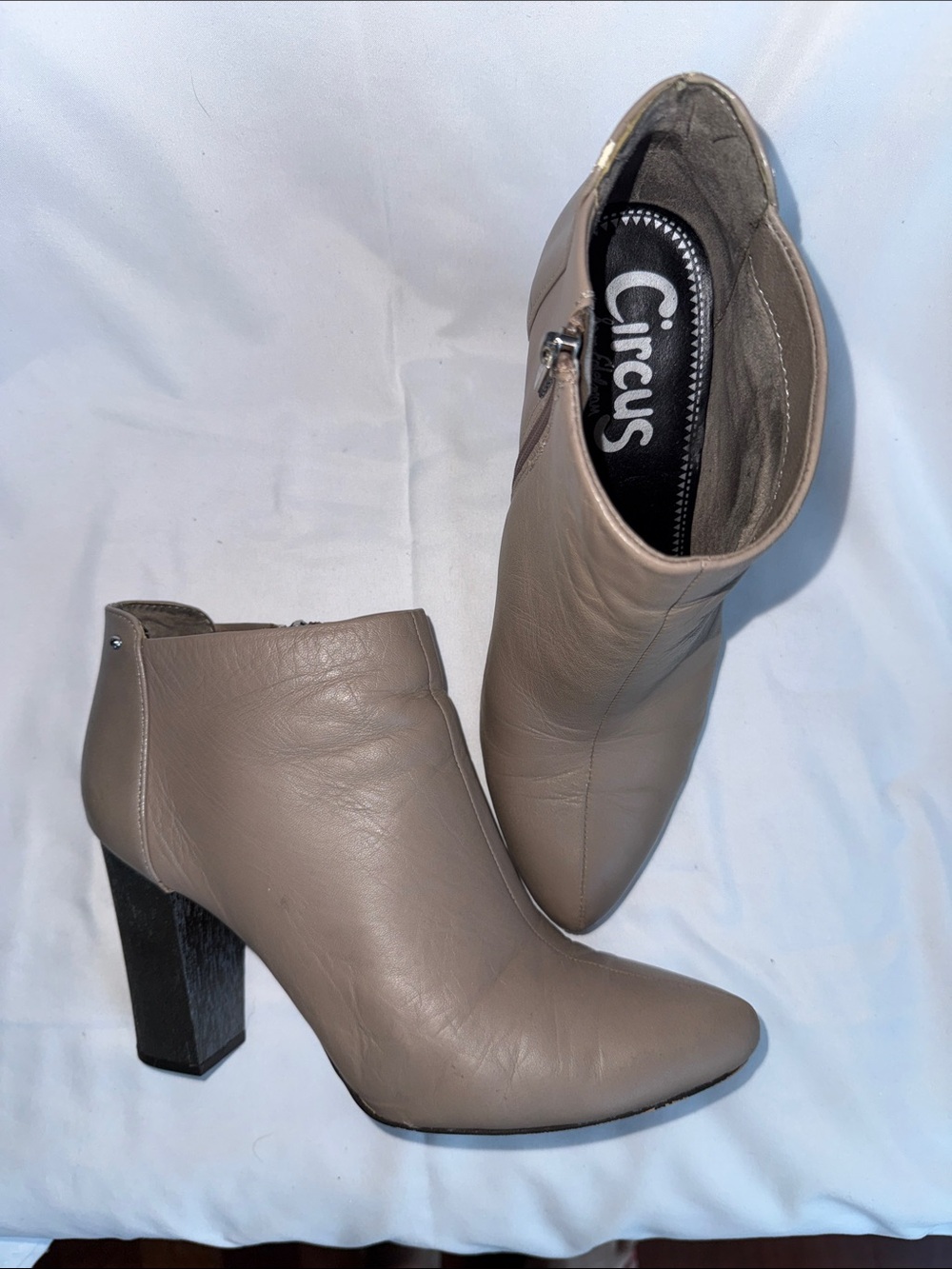 Circus by Sam Edelman Taupe Pointed Toe Ankle Booties, Size 9